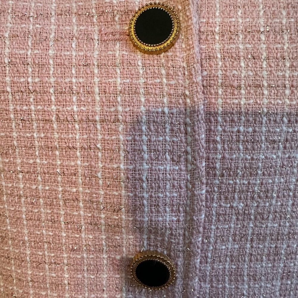 Allegra K Pink Tweed Velvet Collar Blazer Jacket – Size M - Picture 2 of 7